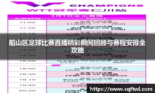 船山区足球比赛直播精彩瞬间回顾与赛程安排全攻略